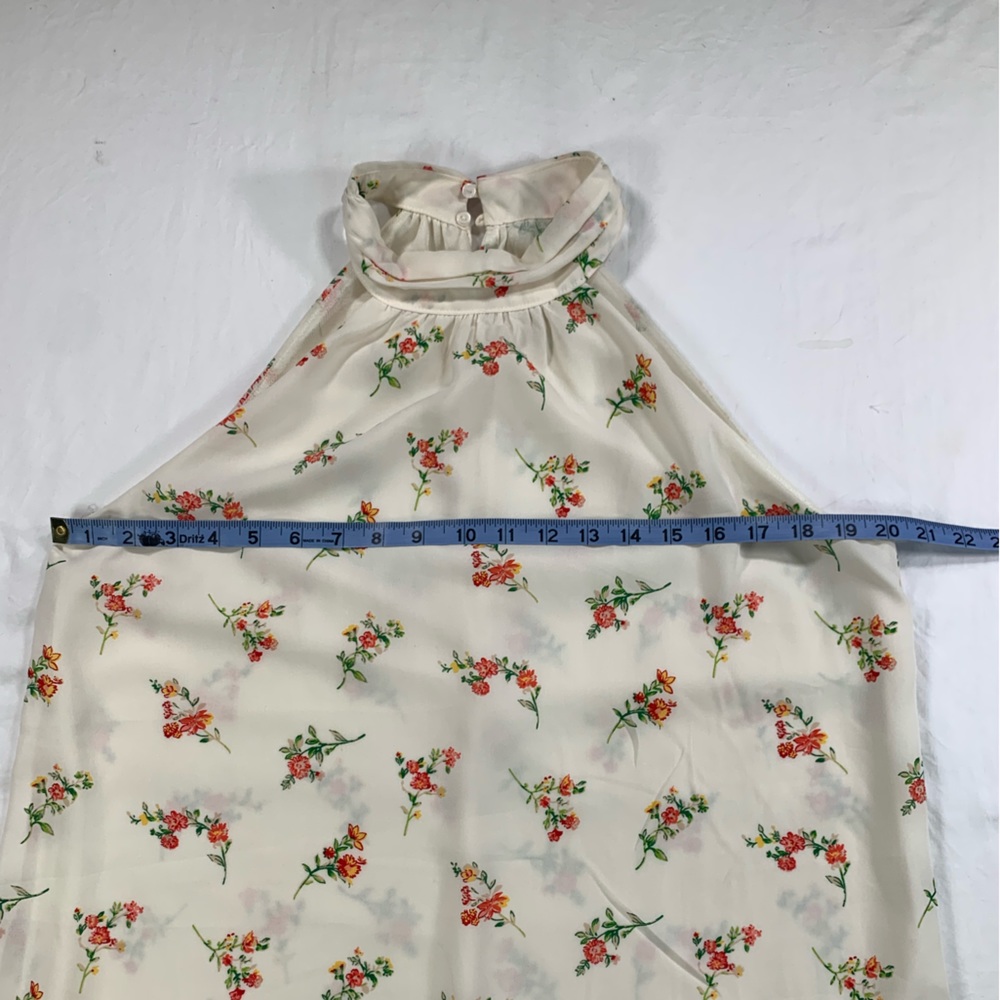 Floral Haulter‎ Top Dress All Over Pattern Cream Off White Women's Size M - Picture 3 of 13